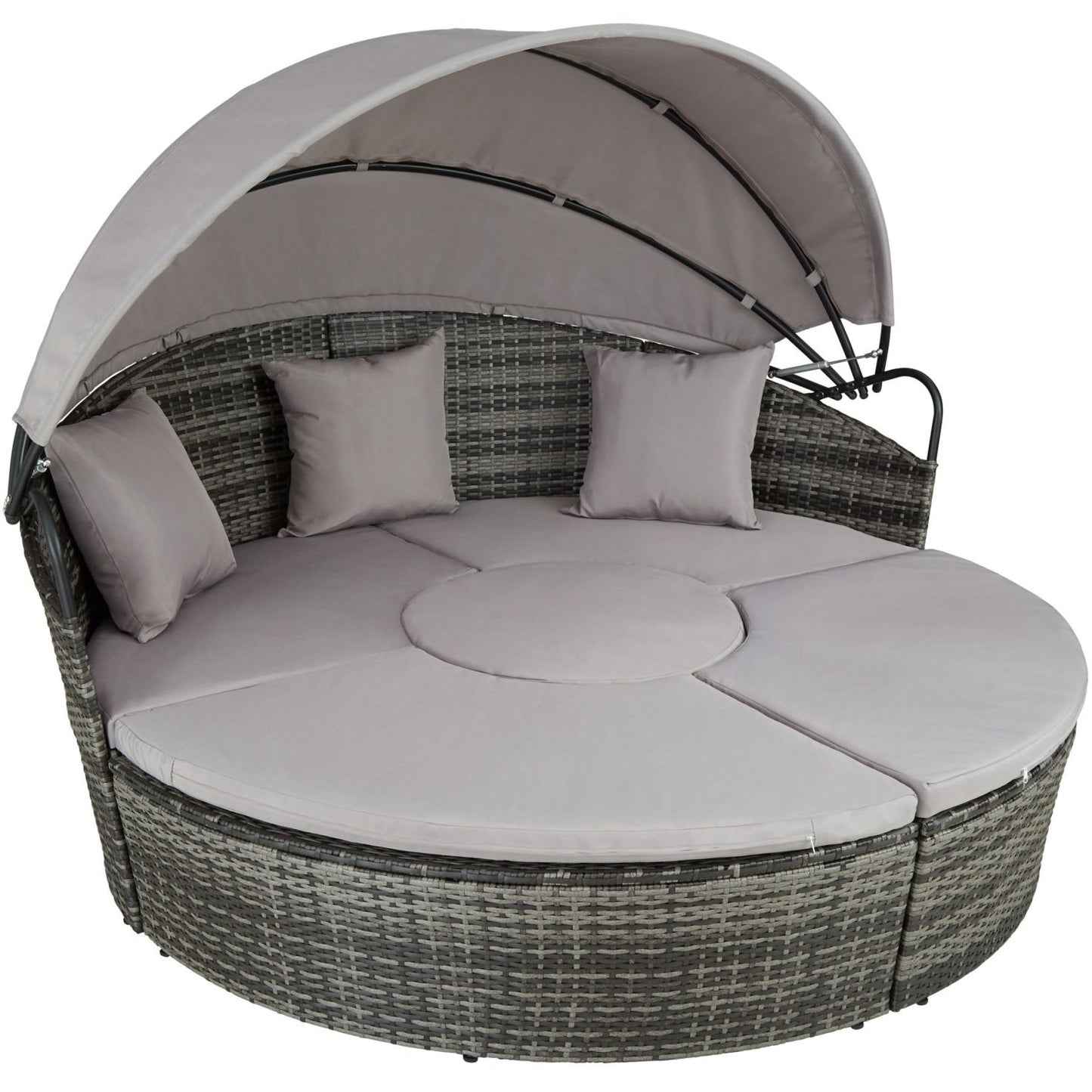 Rattan Round Daybed with Retractable Canopy