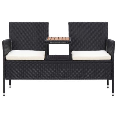 Rattan Garden Bench with Coffee Table