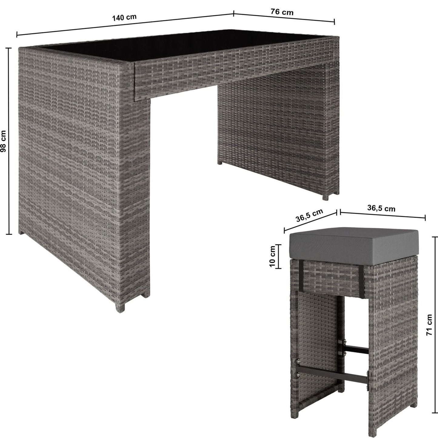 Rattan Stool Patio Dining Set