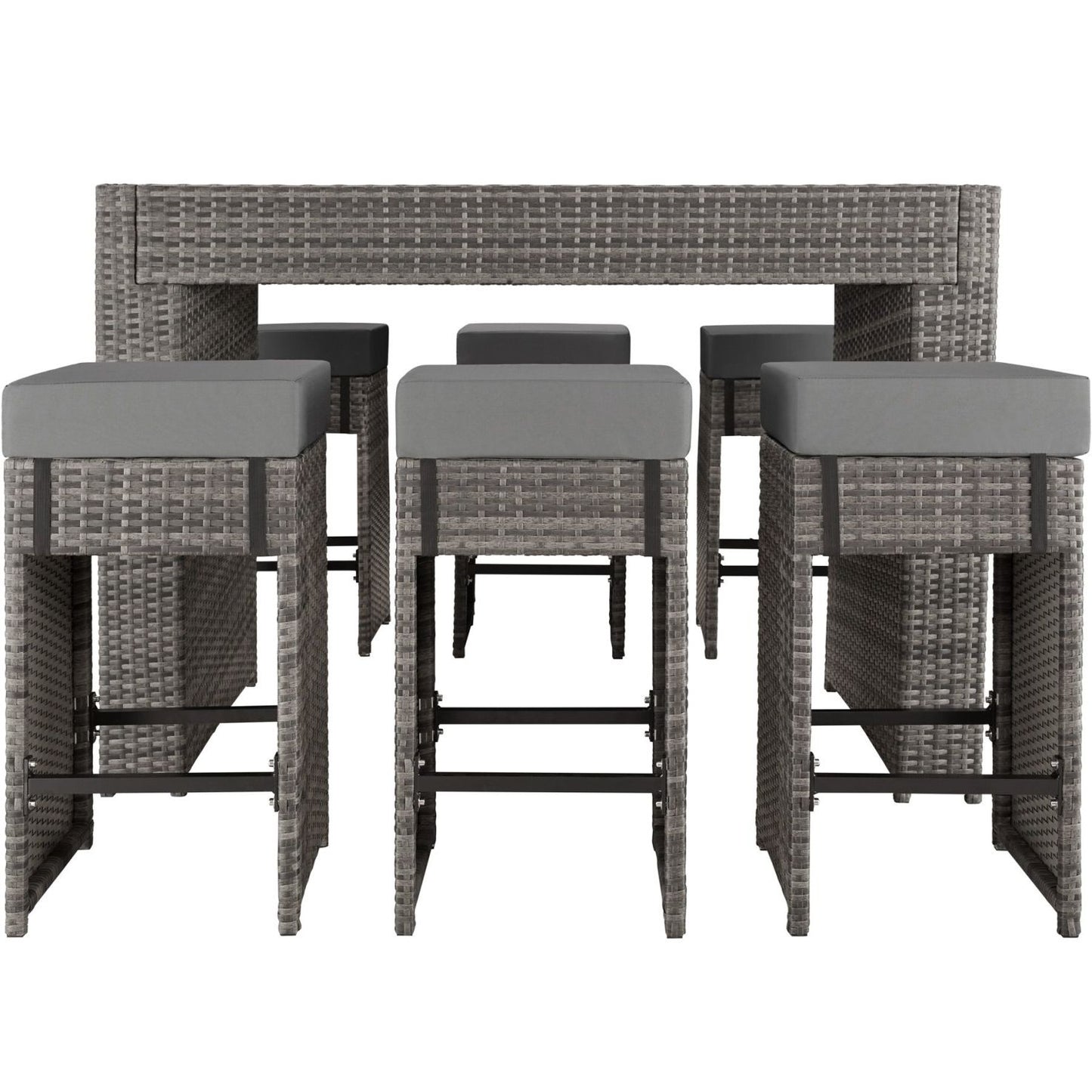 Rattan Stool Patio Dining Set