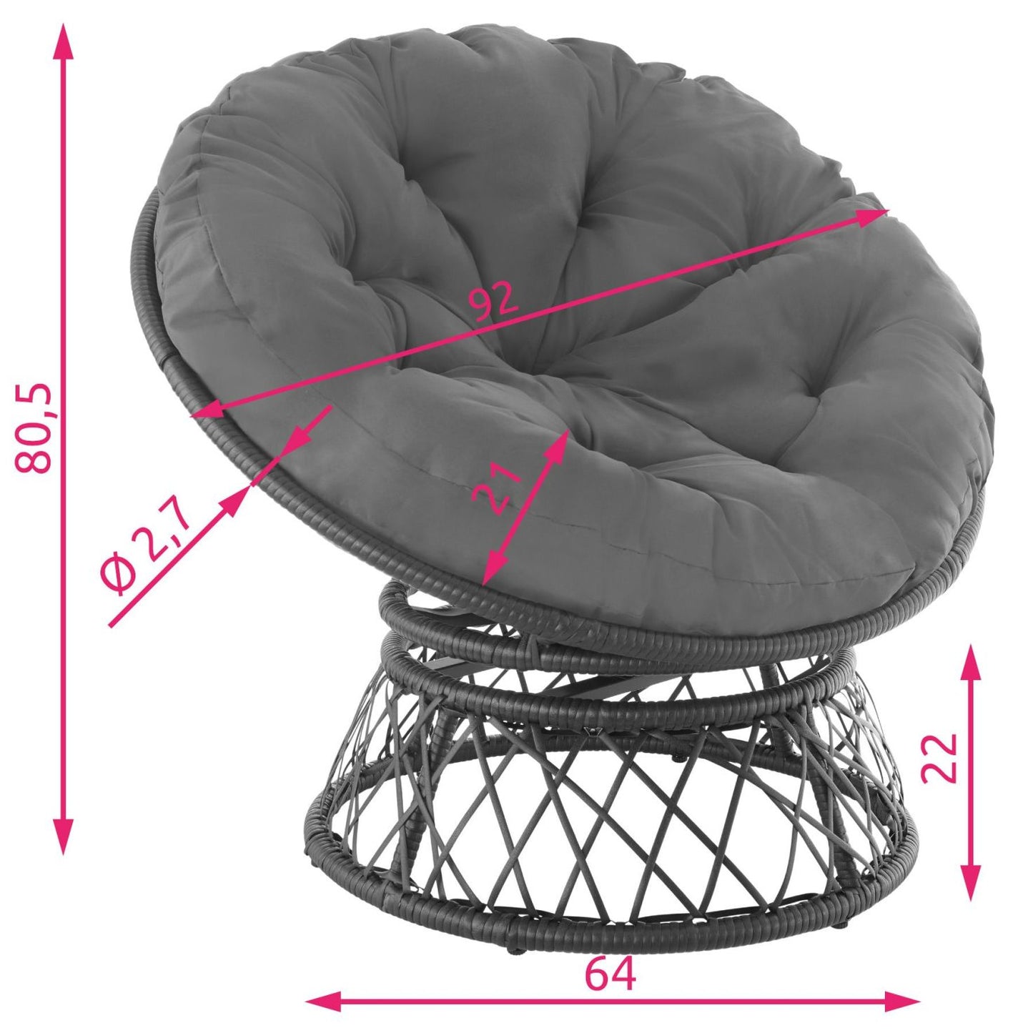 Rotating Concave Rattan Seat