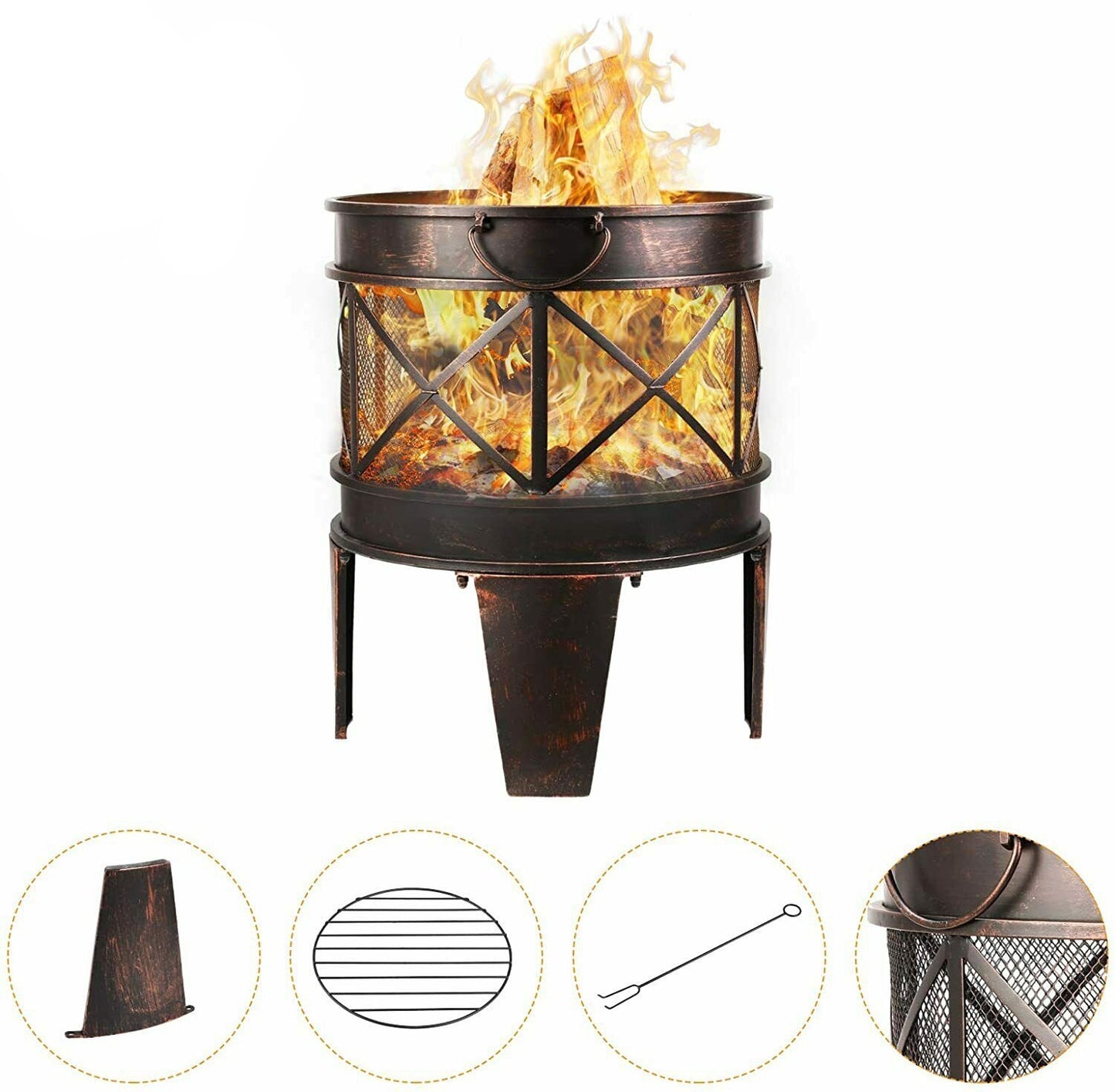 Rusty Garden Fireplace Basket