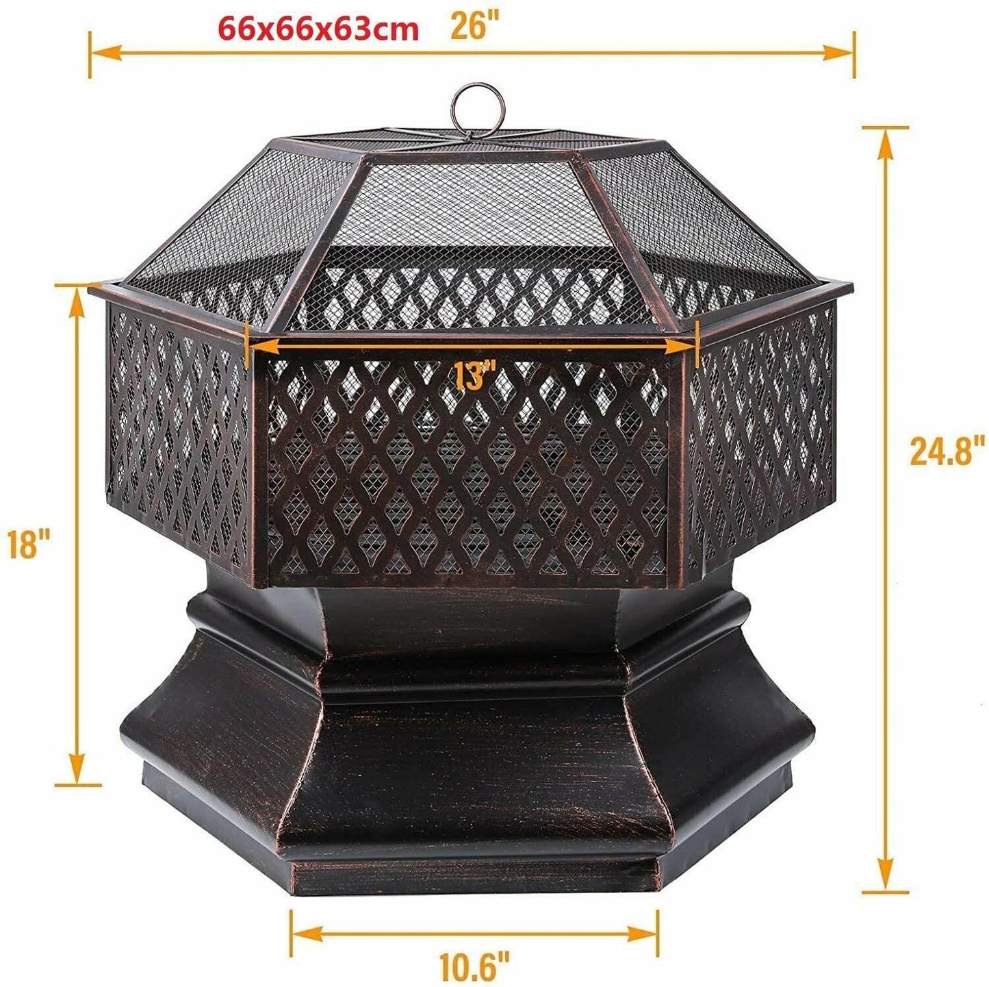 Hexagonal Fire Pit with Grill Grate