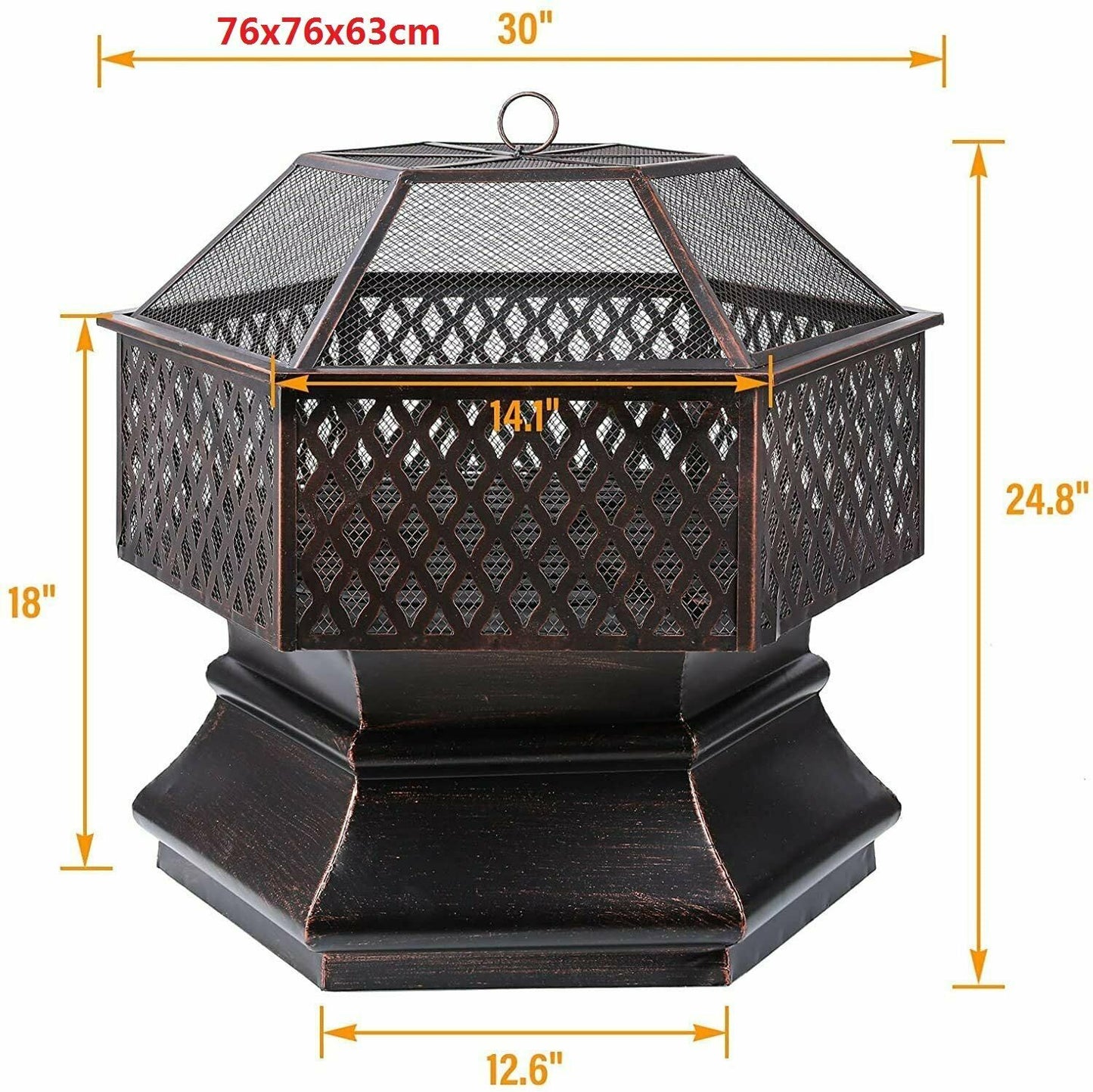 Hexagonal Fire Pit with Grill Grate