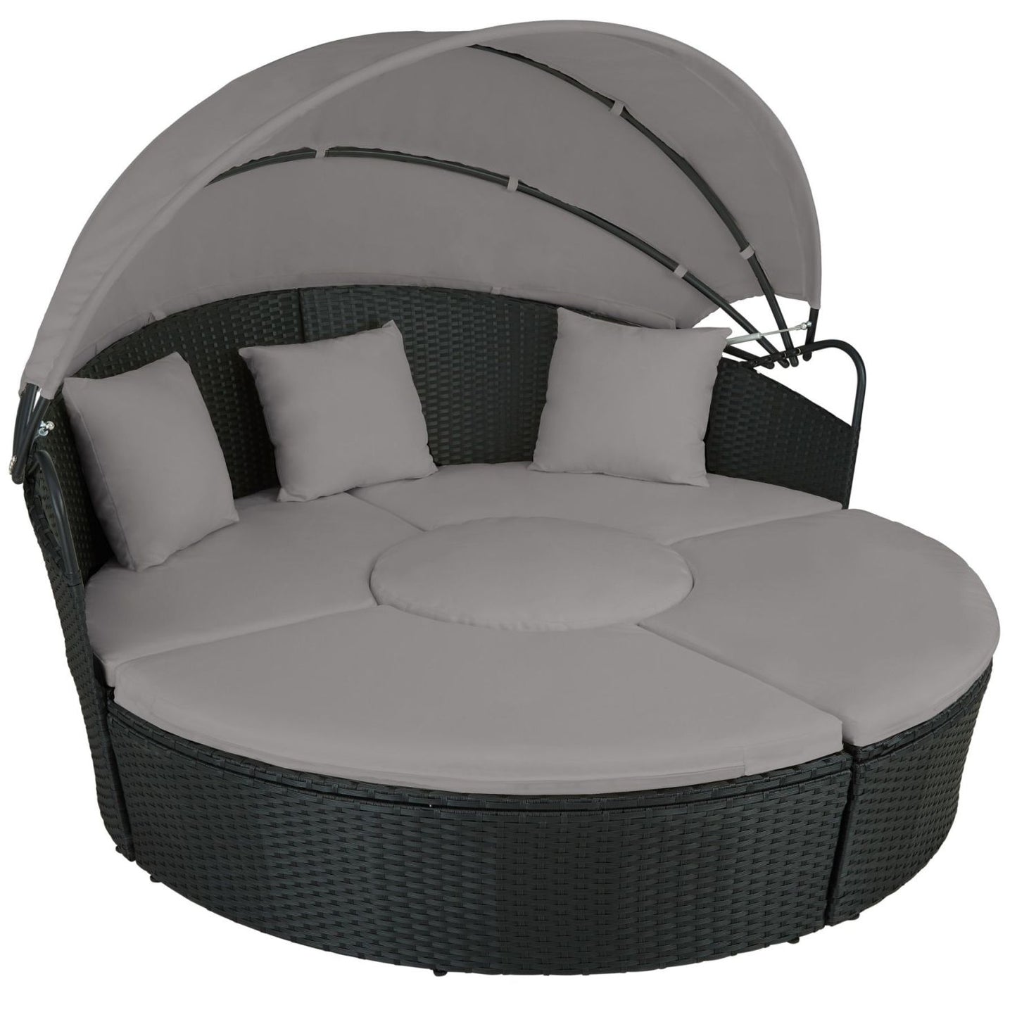 Round Sun Lounger with Retractable Sun Visor