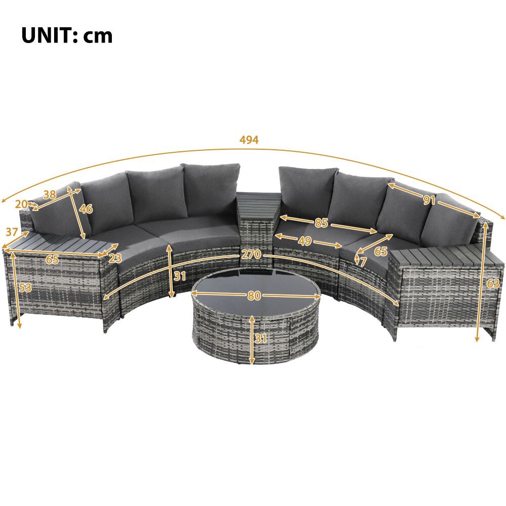 Rattan Sofa Set with Round Coffee Table