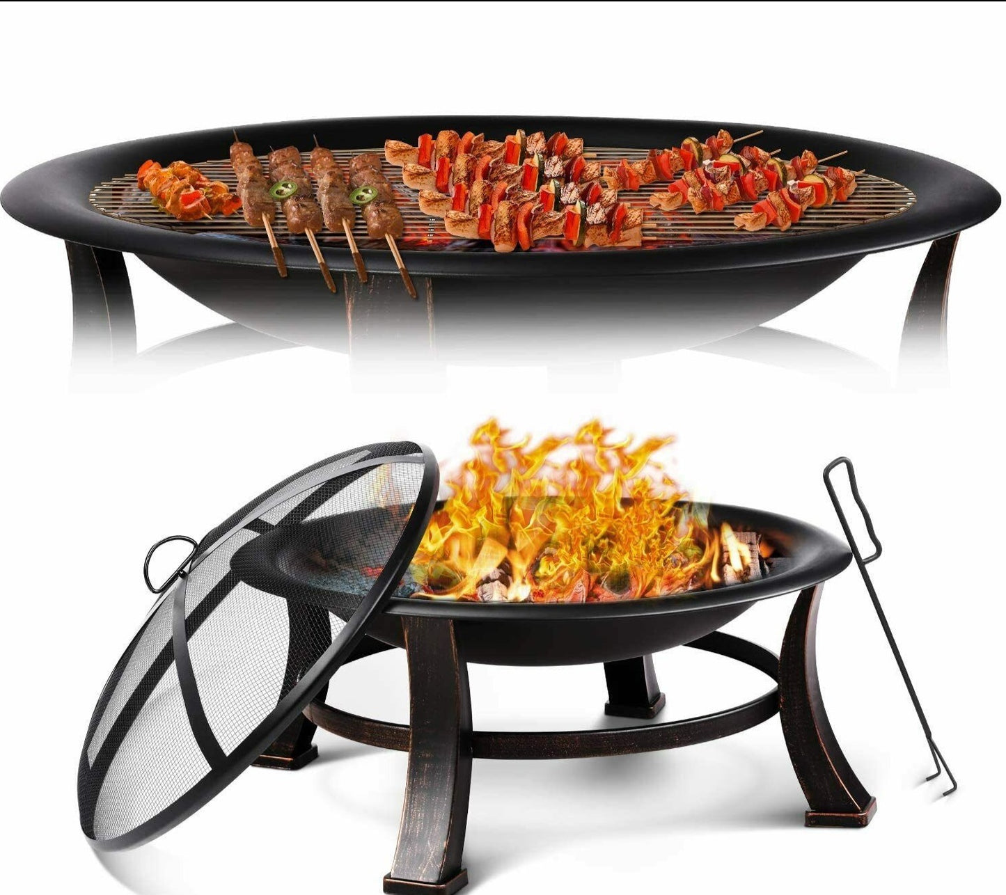 Wood Burning Steel BBQ Grill Fire Pit