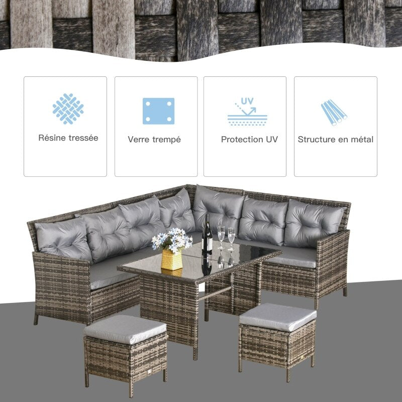 Woven Resin Corner Sofa Set